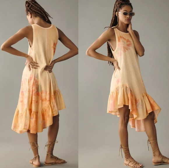 Daily Practice Dresses & Skirts - Daily Practice Anthropologie Printed Asymmetric Ruffle Hem Dress Beach Bohemian